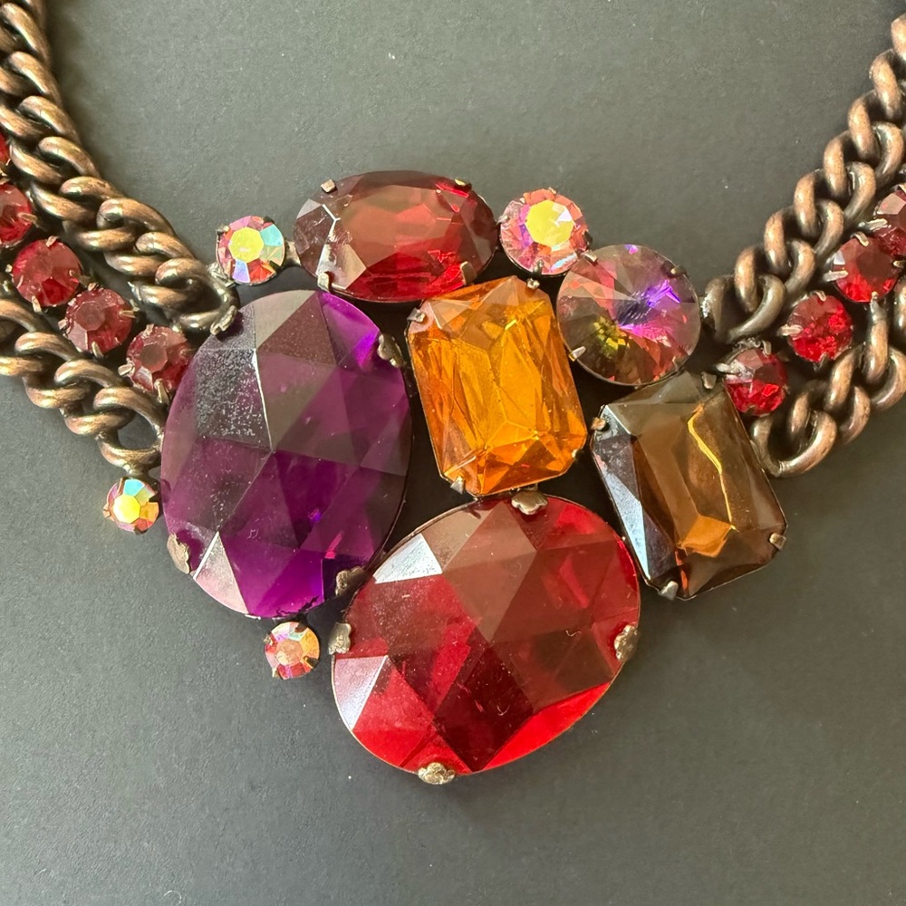 Juliana | Delizza & Elster for Alexis Kirk - Red Rhinestone Statement Necklace - Picture 3 of 10